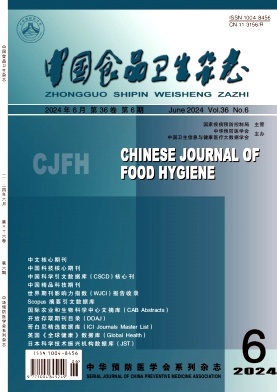 中国食品卫生杂志封面